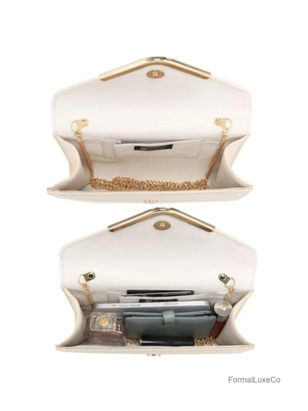 Women's Evening Clutch Bag with Glitter Flap and Chain Strap